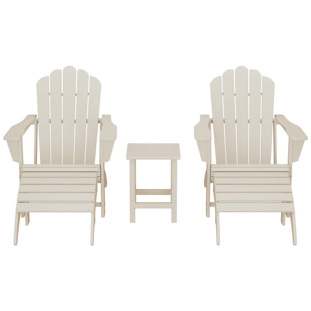 Aderson Outdoor Poly Adirondack Chair with Side Table and Ottoman 5-Piece Set