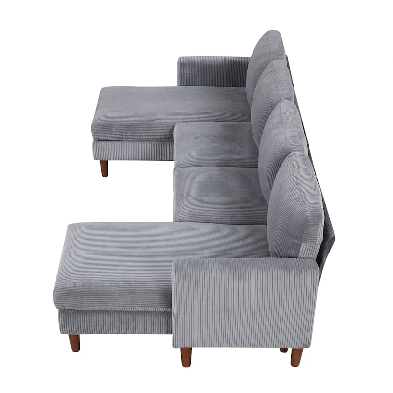 Grey 103" Versatile U-Shaped 4-Seat Sofa with 2 Chaises
