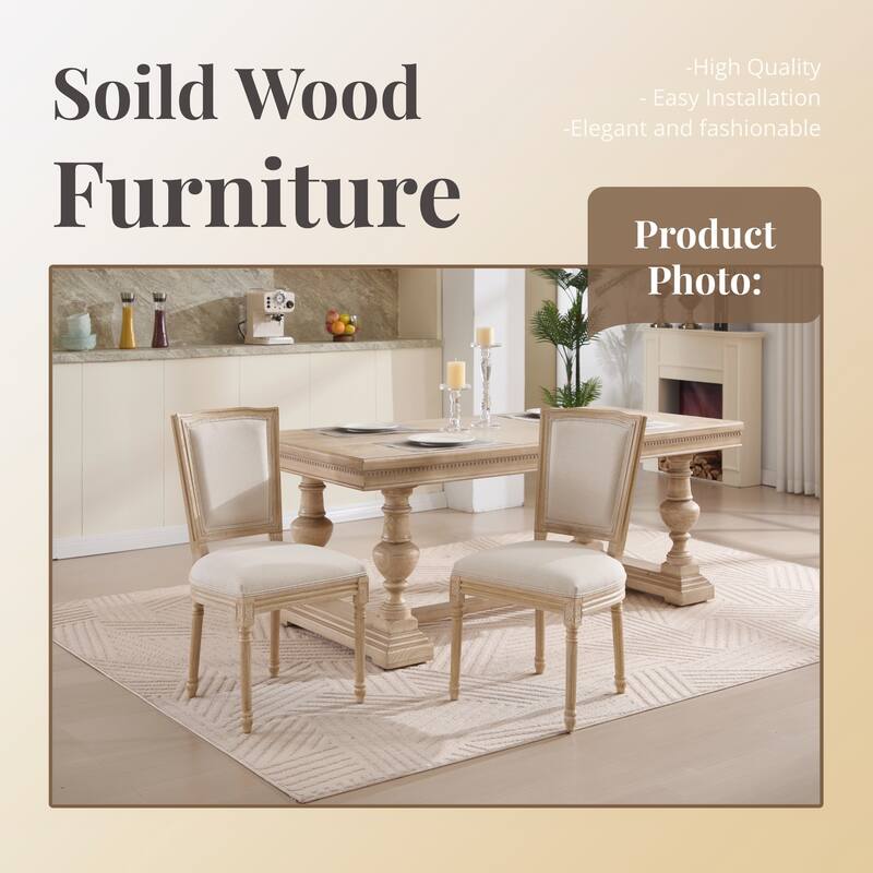 French Country Wire Drawing & Carving Techniques Dining Chairs with Backrest (Set of 2)