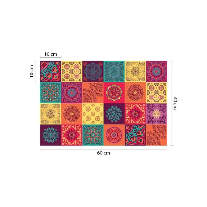 Walplus Colorful Mandala Tile Stickers Peel and Stick Wall Sticker 4"x4"