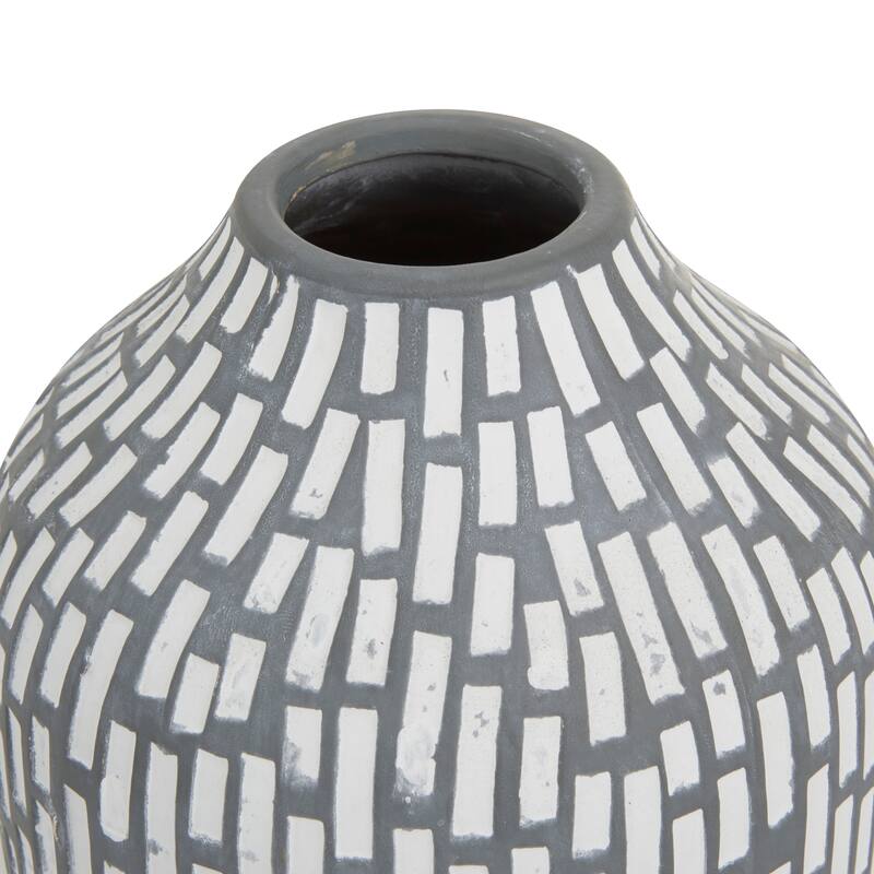Gray Ceramic Mosaic Inspired Vase (Set of 2)