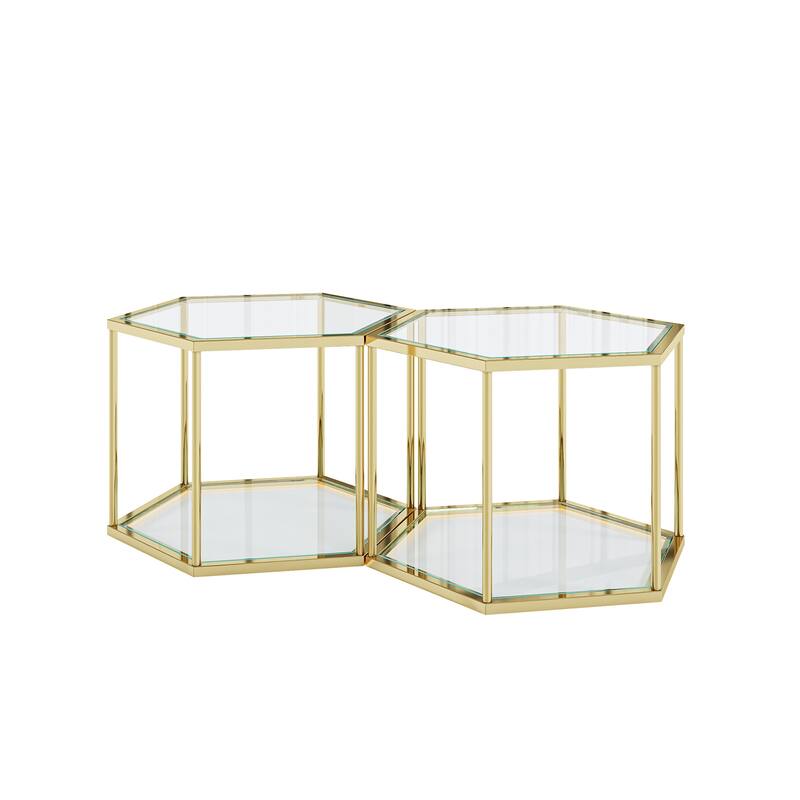 23.62" Gold Stainless Steel Coffee Table Set (1+1)