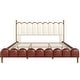preview thumbnail 19 of 44, Christopher Knight Home - Leather Upholstered Bed with Headboard & Footboard, Solid Wood Slats & Legs, No Box Spring Needed