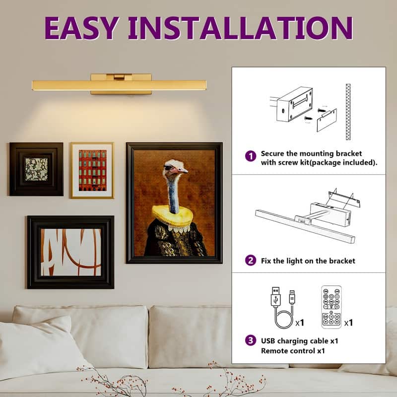 Modern Wireless LED Vanity Light 3CCT Dimmable, Remote Control, Rechargeable, Easy Magnetic Installation