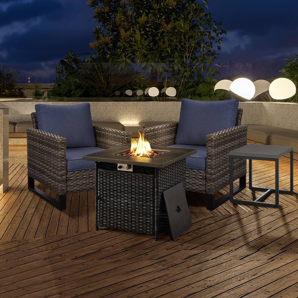 26 In Fire Pit Table with Patio Chair Table