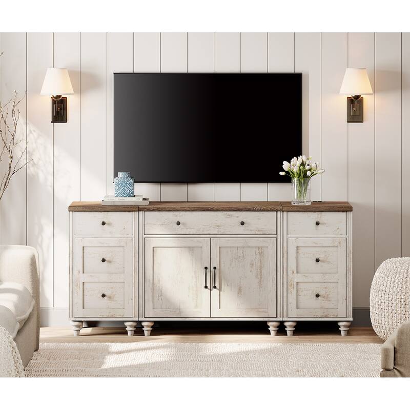 Farmhouse TV Stand with Doors and Drawer﻿