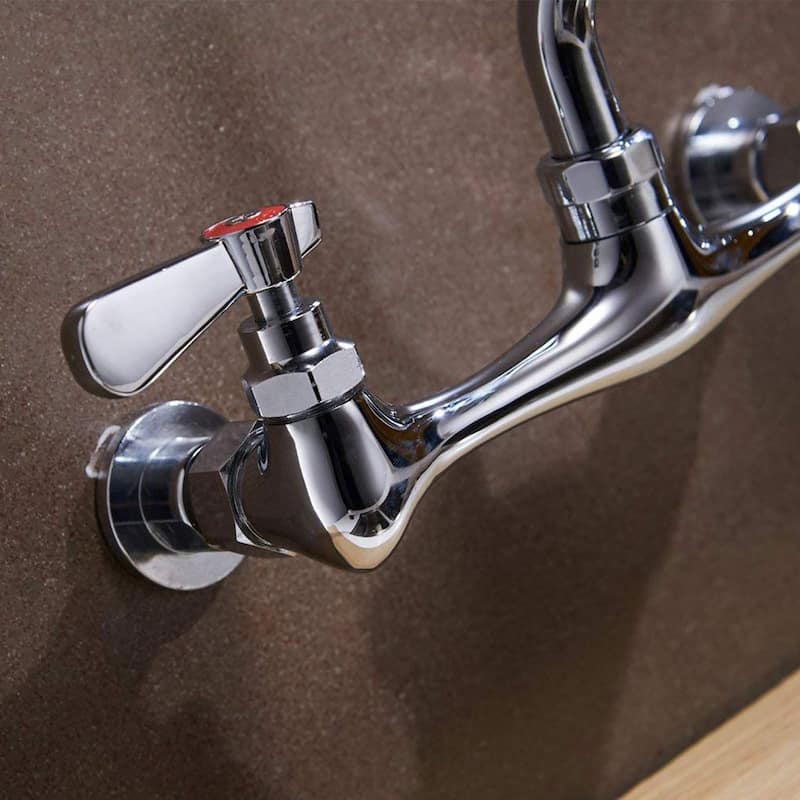 Chrome Wall Mount 2-Handle Low-Arc Bathroom Faucet