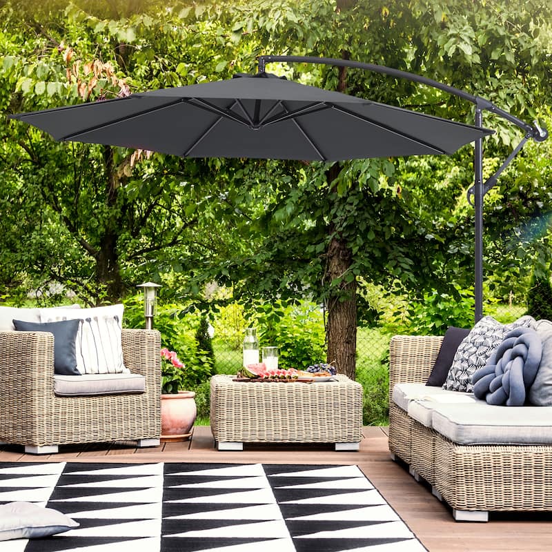 BONOSUKI 10ft Patio Umbrella,Hanging Market Umbrellas w/Tilt Adjustment - Dark Gray