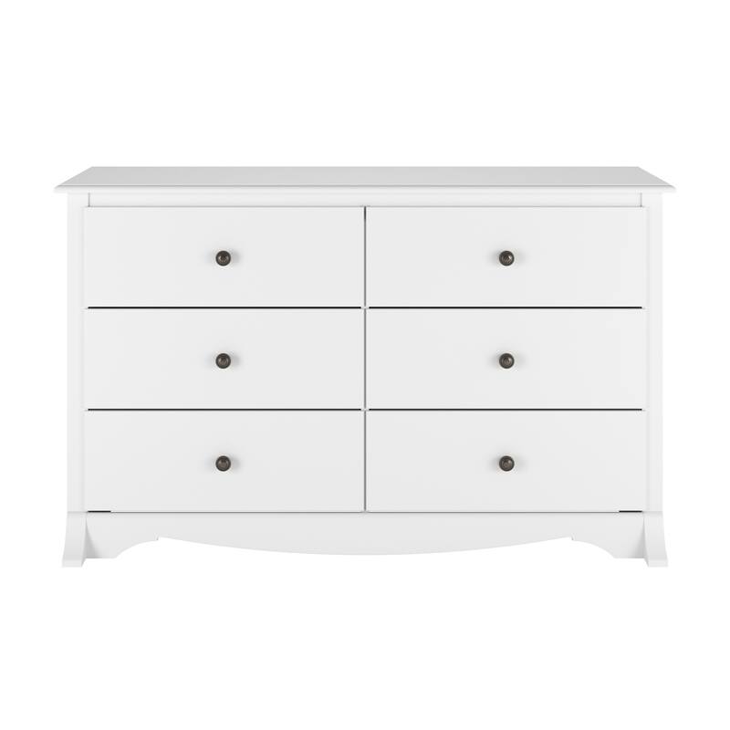 Prepac Monterey 6 Drawer Double Dresser for Bedroom, Wide Chest of Drawers, Traditional Bedroom Furniture - White - 6-drawer