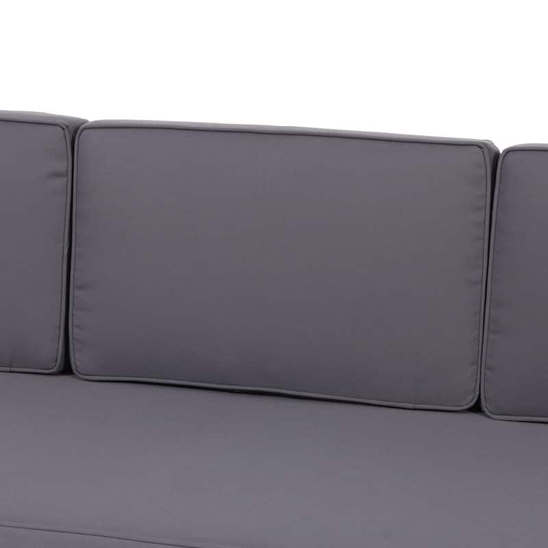 Aston Outdoor Outdoor Acacia Wood 3 Seater Sofa Chat Set with Ottoman by Christopher Knight Home