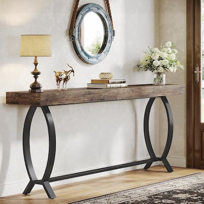 70.87" Console Table with Fish Tail Legs - Extra Long Sofa Table Behind Couch, Narrow Vintage Entryway Table