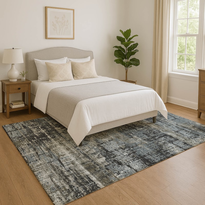Premium Washable Super Soft Modern Hatch Mayfield Rug - Charcoal - 9' x 12'