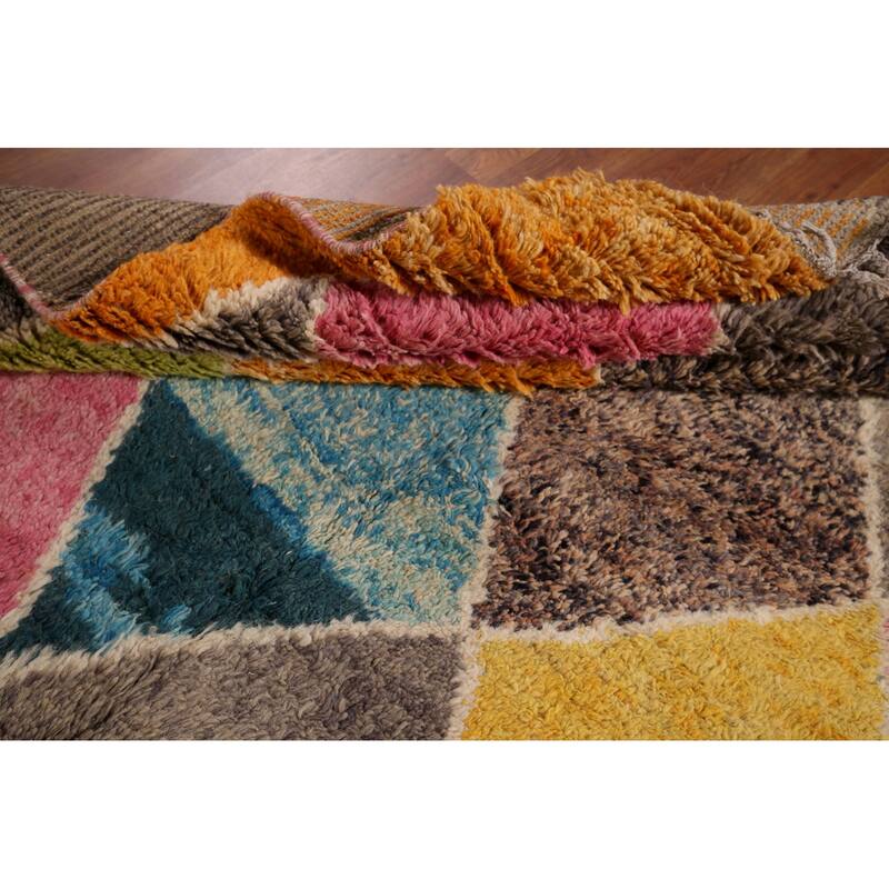 Colorful Trellis Moroccan Area Rug Handmade Wool Carpet - 6'0" x 9'3"