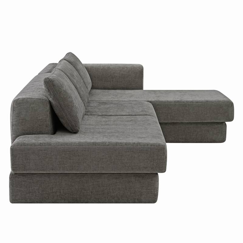 Christopher Knight Home - American Design Chenille 113" Modular Sectional Sofa with Double Layer Cushions