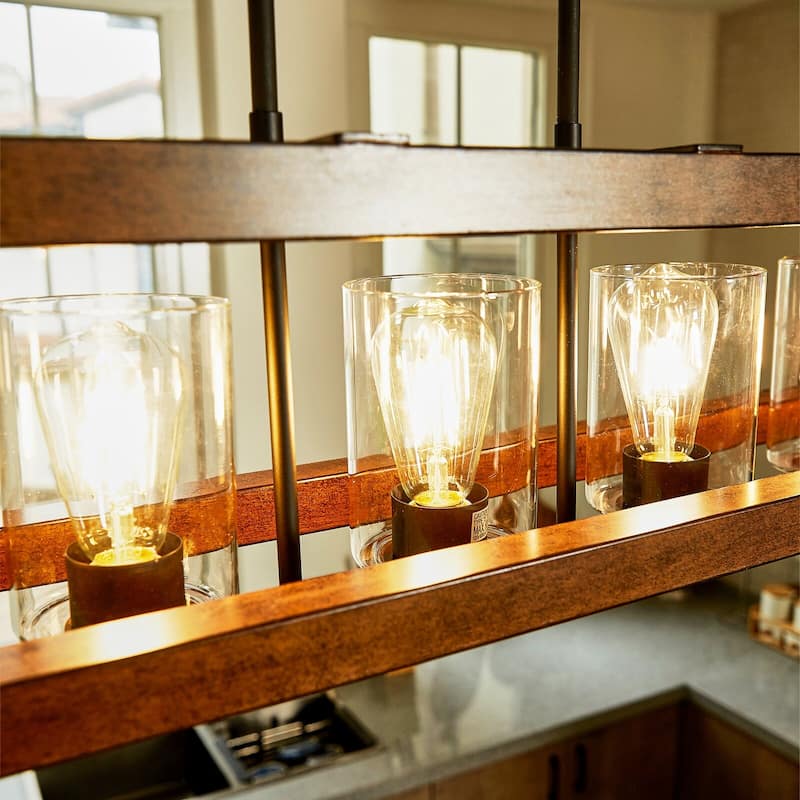 5 Light Lantern Rectangle Chandelier - 36"x8.55"x53"