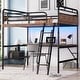 preview thumbnail 3 of 10, Metal Loft Bed with Desk, LED Lights & USB Charging Station, Loft Bed Frame with Safety Guardrails