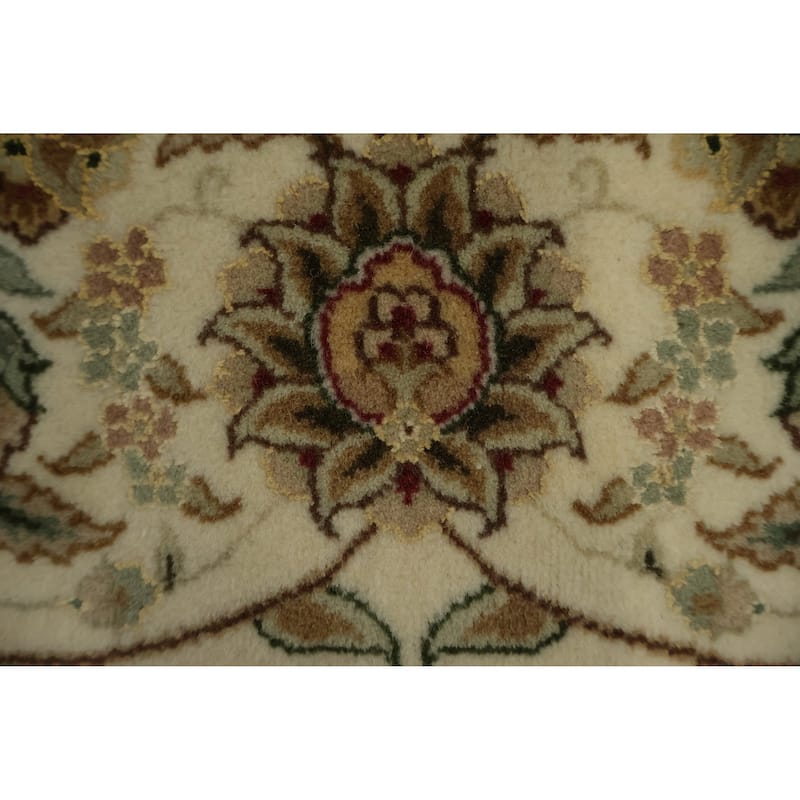 Hand Knotted Oriental 100% Wool Carpet Traditional Floral Beige & Ivories Kashan Area Rug - 11' 3'' X 8' 9''