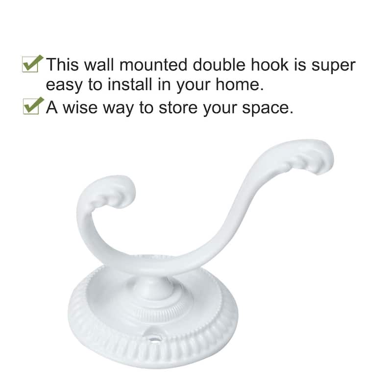 4pcs Dual Robe Hooks Zinc Alloy Bathroom Hooks Towel Hanger w Screws - 2.4" x 1.7" x 2.1"(L*W*H)