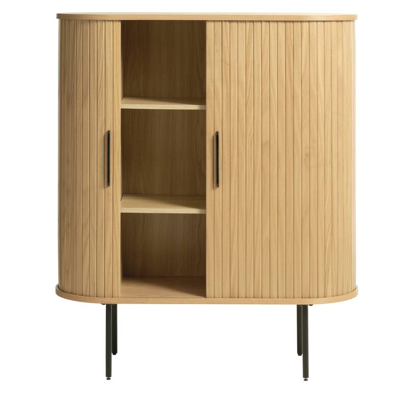 Rye Studio Nicola Mid-Century Modern Rounded Sliding Door Cabinet 39"