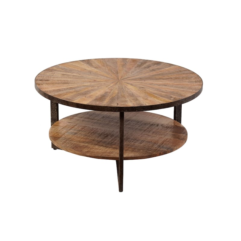 Handcrafted Round Coffee Table - 33" - Brown