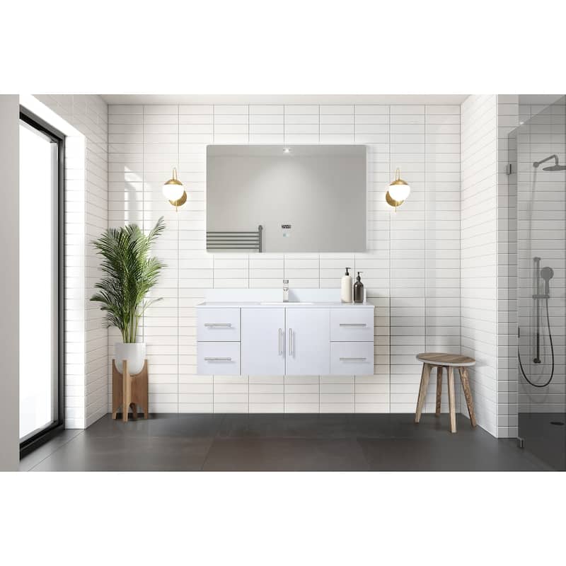 Geneva 48 in. W x 22 in. D Dark Grey Bath Vanity and Cultured Marble Top