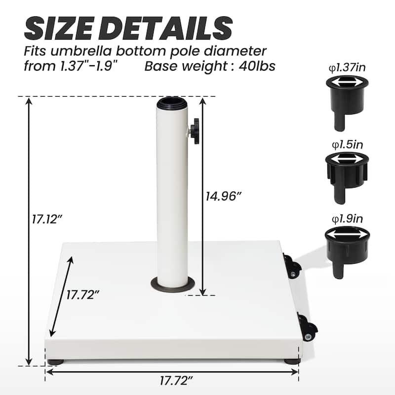 Patio Outdoor Market Umbrella Holder Base 40/55 Pound Square Stand for Pole Umbrella