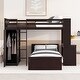 preview thumbnail 4 of 17, Twin Size Loft Bed with a Stand-Alone Bed, Wood Guardrail Bed with Desk and Storage Wardrobe