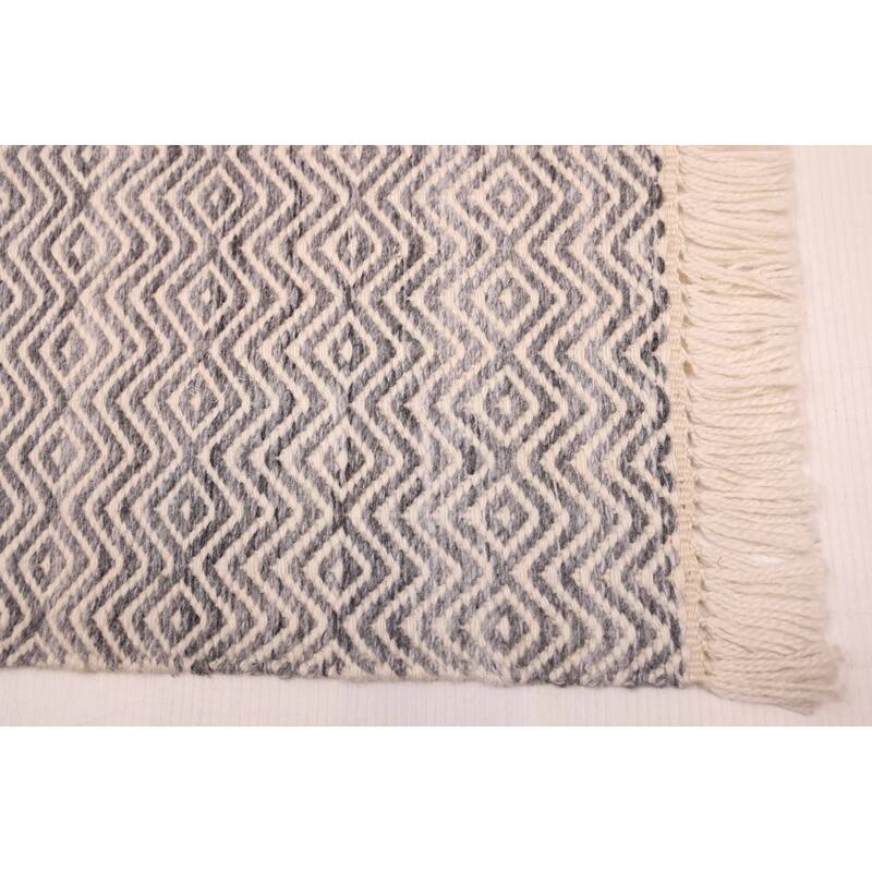ECARPETGALLERY Flat-Weave Nevada Grey Wool Kilim - 5'1 x 7'4