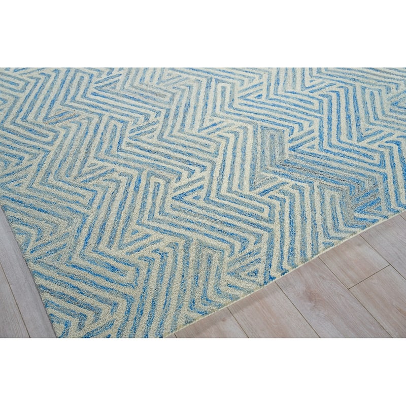 Exquisite Rugs Naturals Handmade Hand-tufted New Zealand Wool on Canvas Blue/Ivory Area Rug