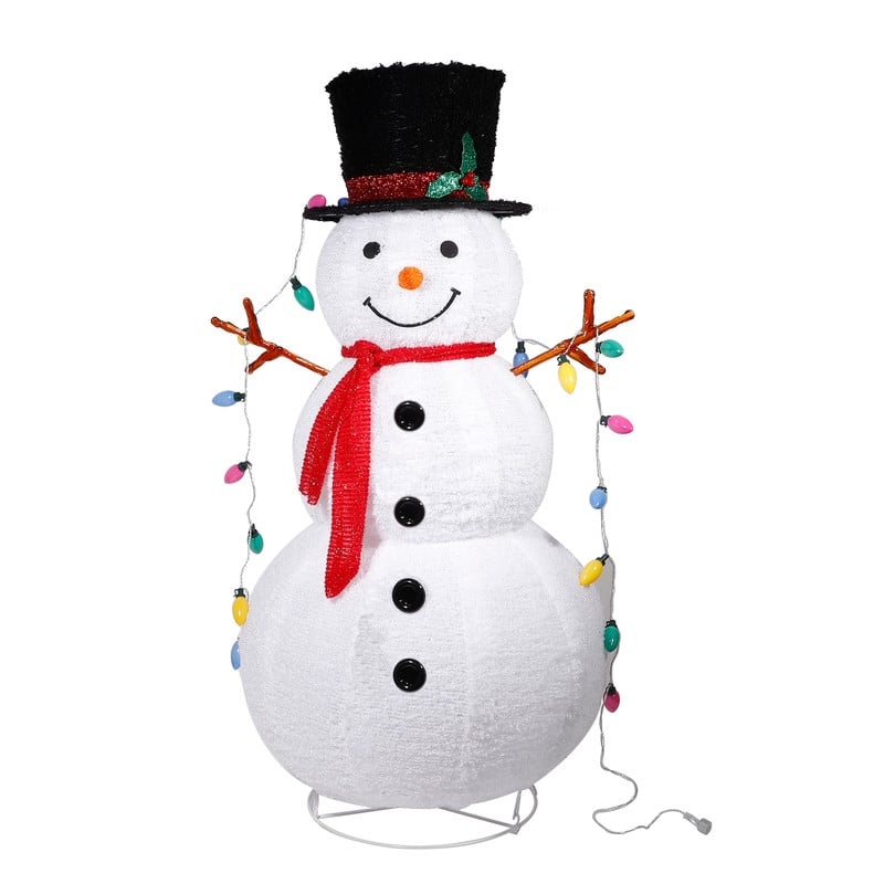 Lighted Pop-Up Snowman Outdoor Christmas Holiday Decoration - White/Black