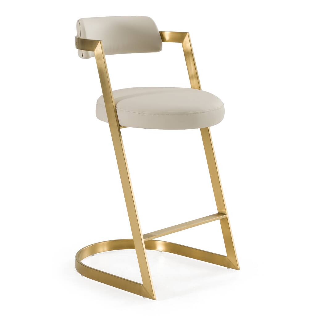 Modrest Shandra Beige Pleather & Gold Counter Stool