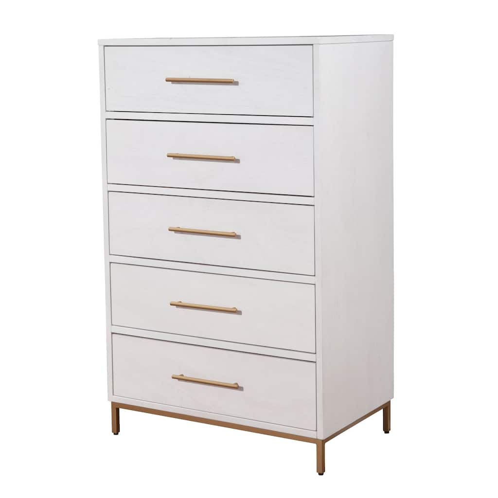 48 Inch 3 Drawer Wooden Chest with Metal Base, White