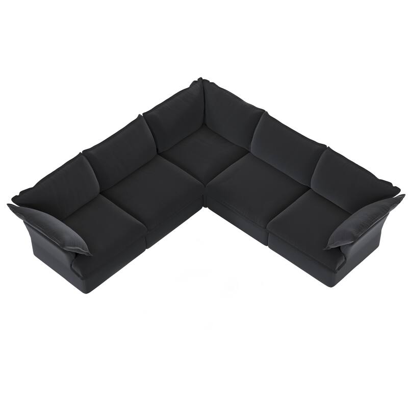 Modular Cloud Couch, Linen Corner Sectional Couch with Storage Ottoman
