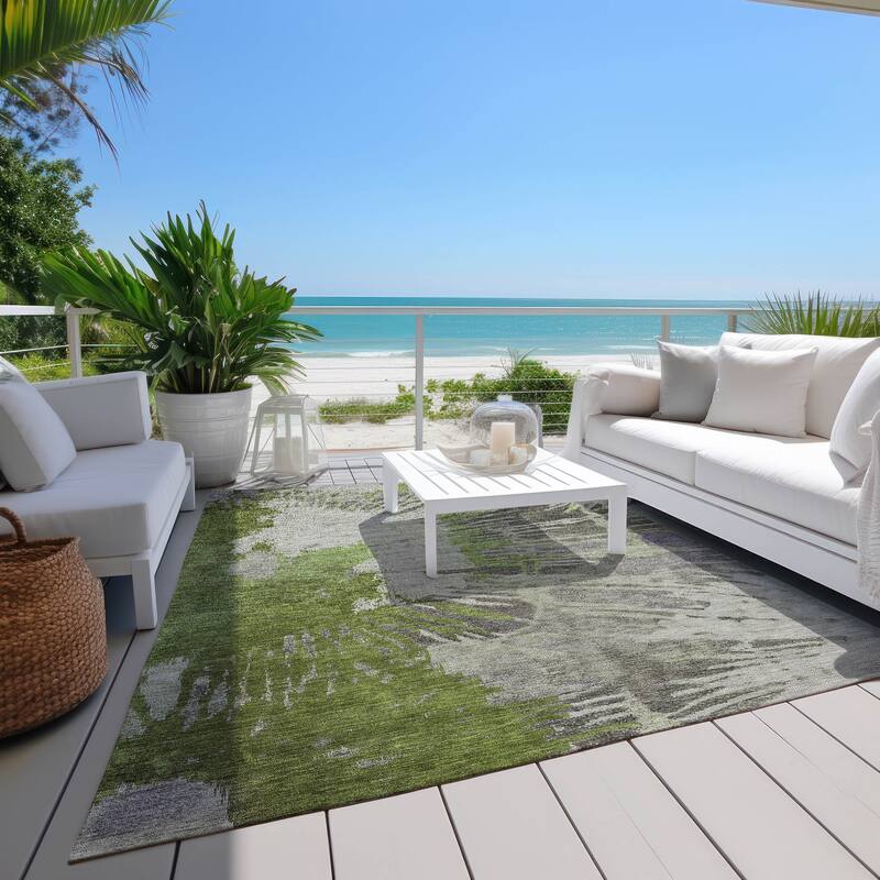 Machine Washable Indoor/ Outdoor Chantille Modern Burst Rug