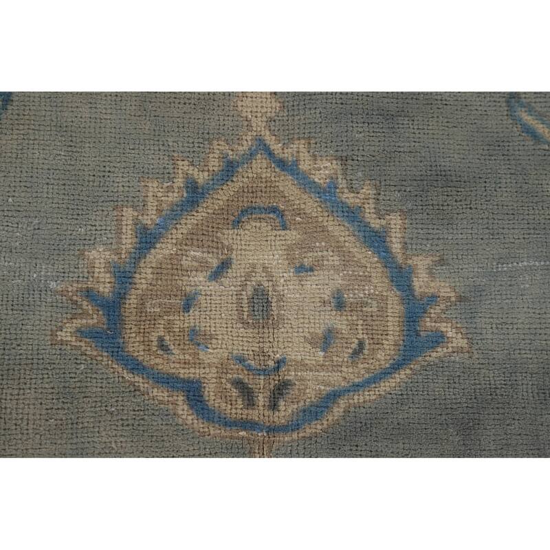 Distressed Blue Tabriz Vintage Persian Area Rug Handmade Wool Carpet - 9'7" x 12'2"