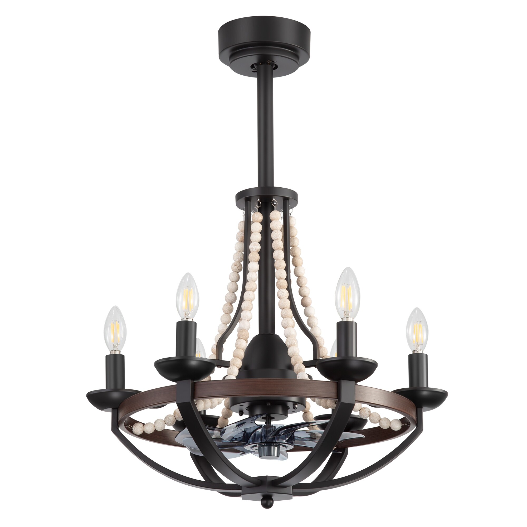 22-Inch Distressed White 7-Blade Crystal Chandelier Ceiling Fan