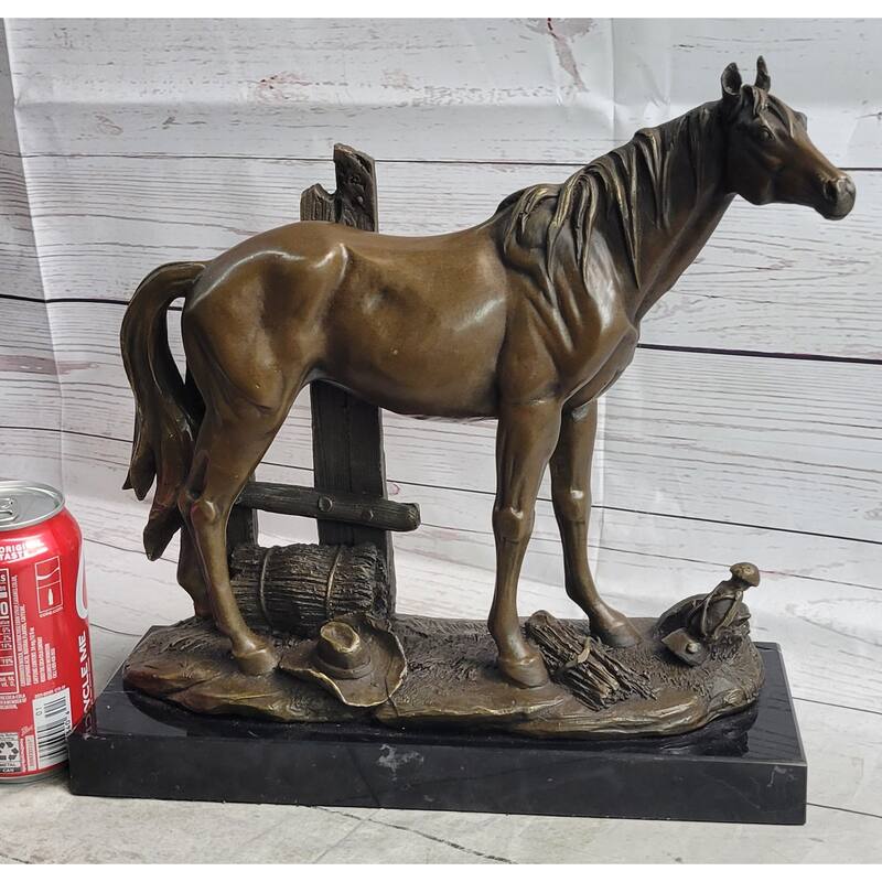 Horse At The Stable Bronze Sculpture Statue Equestrian Country Farm Decor Signed Art