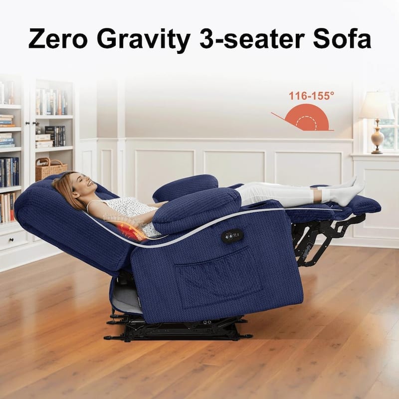 MCombo Power Reclining Loveseat Sofa with Heat and Massage, Fabric PR648