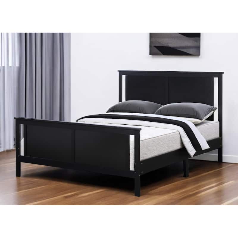 HomeRoots Black And Walnut Reversible Solid Wood Full Bed Frame - Full