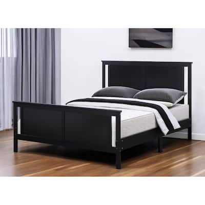 HomeRoots Black And Walnut Reversible Solid Wood Full Bed Frame