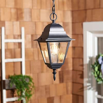 SAFAVIEH Outdoor Lighting Collection Rhion 7" Vintage Outdoor Pendant - 7" W x 7" D x 15" H