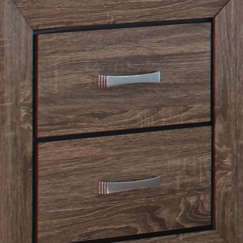 Transitional Style Wooden Nightstand with Two Drawers and Tapered Feet, Brown