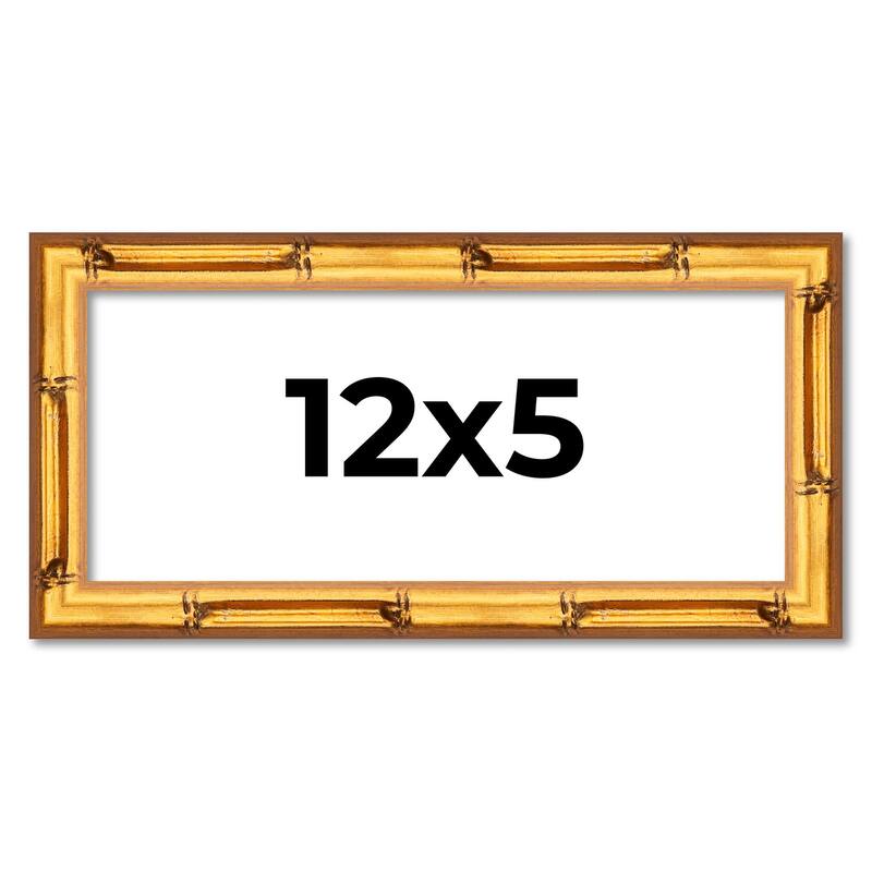 12x5 Frame Gold Bamboo Picture Frame Modern Photo Frame Includes UV Acrylic Shatter Guard Front Acid Free Foam Backing Board