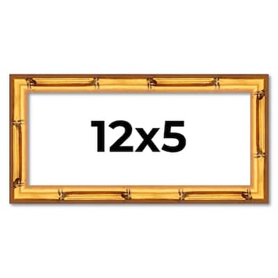 12x5 Frame Gold Bamboo Picture Frame Modern Photo Frame Includes UV Acrylic Shatter Guard Front Acid Free Foam Backing Board