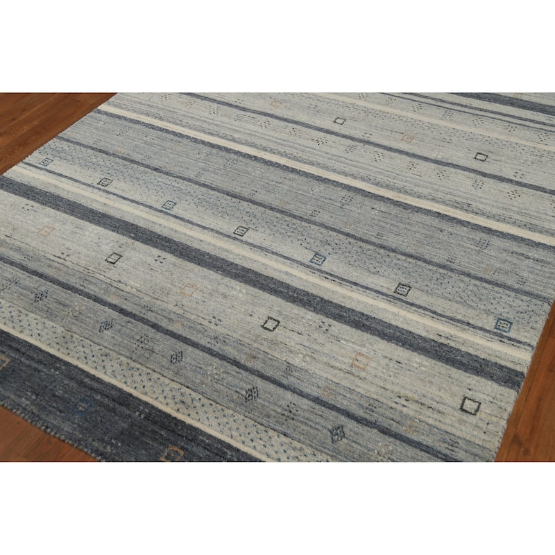Gabbeh Indian Area Rug Handmade Bedroom Grey Wool Carpet - 5'3" x 7'6"