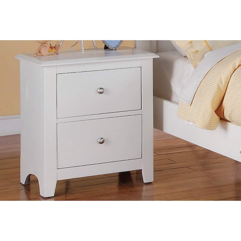 Modern Bedroom Nightstand,2 Drawers Bed Side Table Rubberwood - White