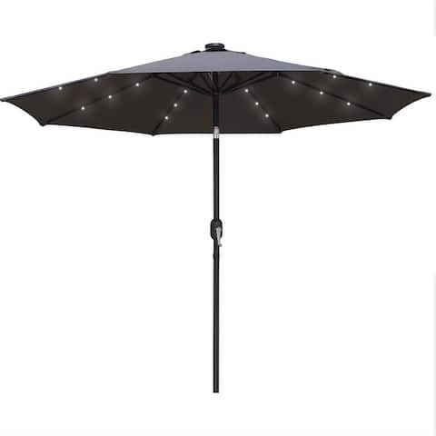LeisureMod Sierra 9 ft Patio Tilt Market Umbrella With Solar LED