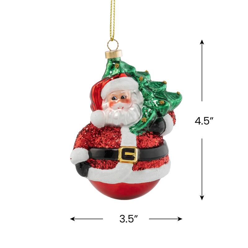 Santa and Yule Tree Delivery Christmas Ornament - 4.5"