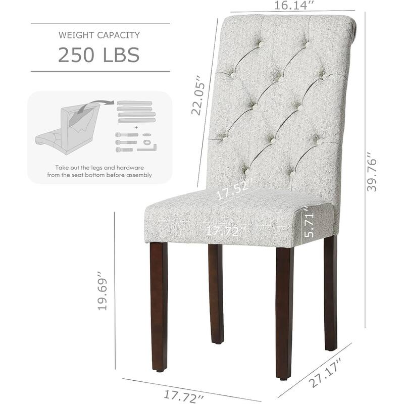 Tufted Parsons Upholstered Dining Side Chairs with Solid Wood Legs and Padded Seat
