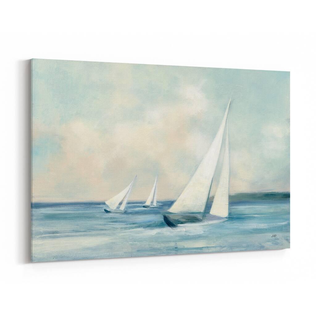 Beach Boats Clouds Nature Nautical Canvas Wall Art Print